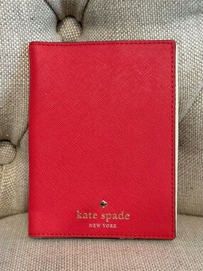 Kate Spade Mikas Pond Slim Passport Holder Case Cherry Red WLRU1811 Pre-own/Used